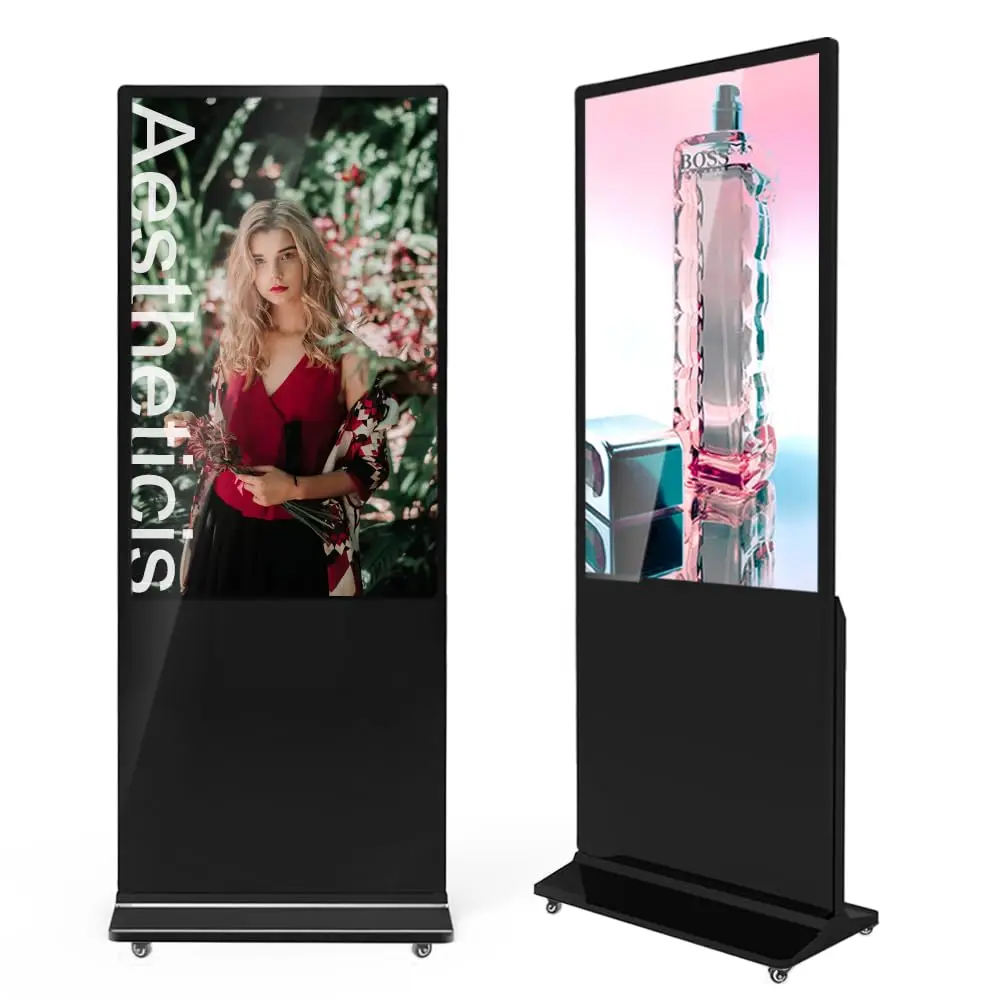 Indoor Floor Standing Digital Signage Advertising Display Kiosk LCD Screen Commercial Totem Monitor with Auto Media Player