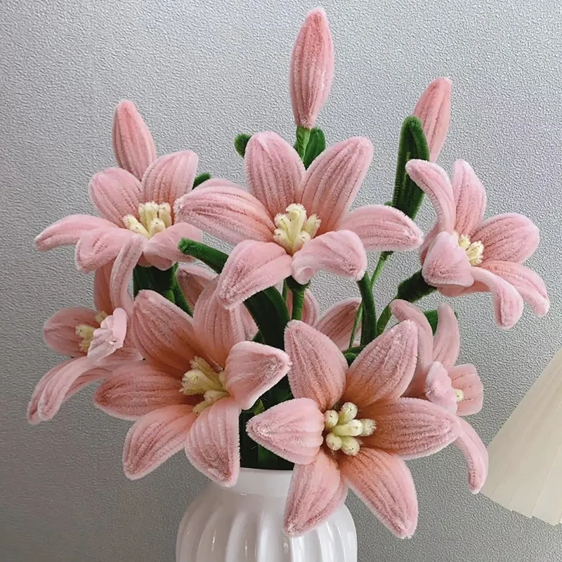 DIY Lily Flower Calla Chenille Stems Fluffy Wire Pipe Cleaners Twist Stick Children Educational Toys Creative Handcraft Material