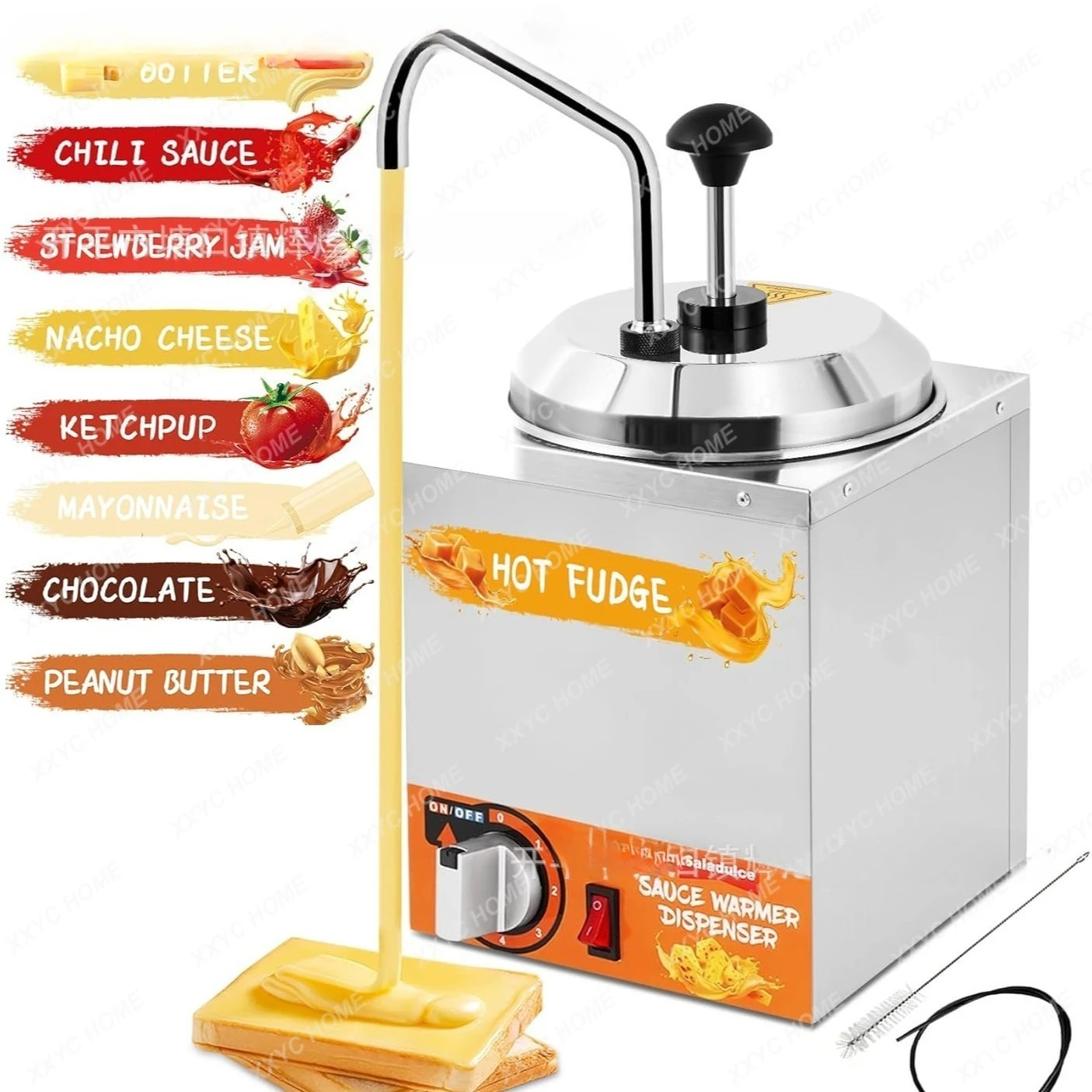SS Commercial Warm Juice Pump Quantitative Hand Press Sauce Insulation Bucket Sauce Pump