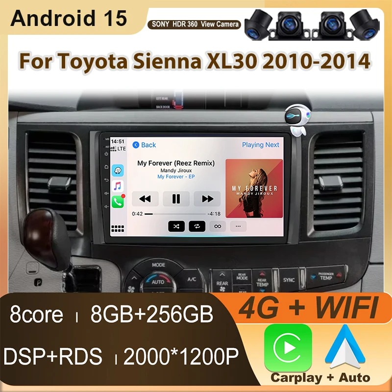 

Car Radio Multimedia Video Player For Toyota Sienna XL30 2010-2014 9 Inch Android Stereo GPS Carplay Auto No 2din DVD Head Unit