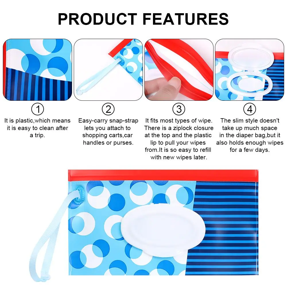 Fashion Cute Baby Product Portable Snap-Strap Flip Cover Stroller Accessories Cosmetic Pouch Wet Wipes Bag Tissue Box