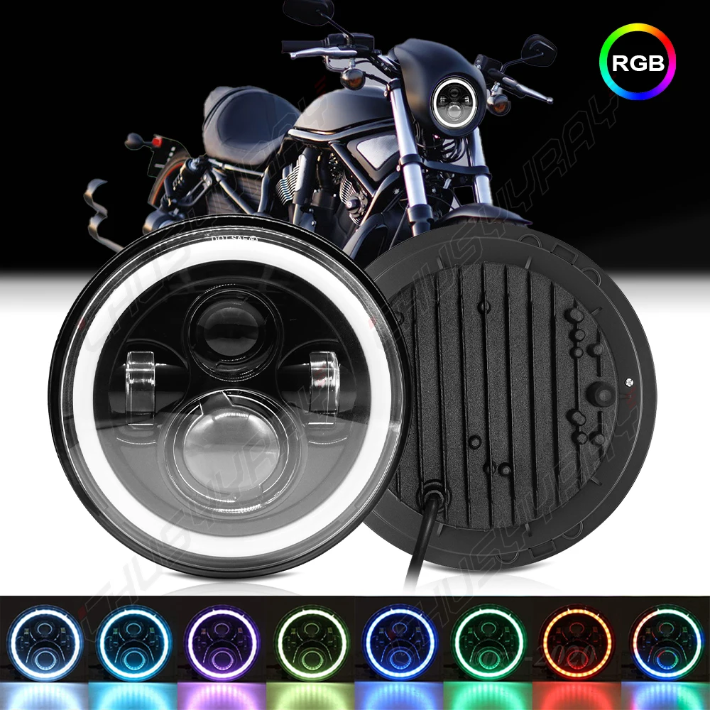 

7 Inch Round RGB LED Headlamp For Truck SUV For Jeep Wrangler JK LJ TJ CJ 12V 55W 6000K Motorcycle skull Headlights For Harley