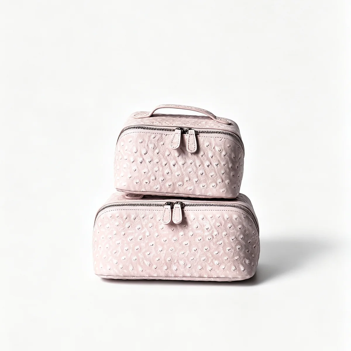 Neue Kosmetiktasche aus Straußenleder, tragbarer Reise-Kosmetik-Organizer, schneeweiß, für Damen, Handtasche, Toilettenartikel-Etui, Kosmetikbeutel – Detail 13