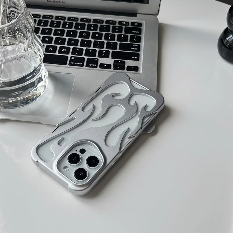 Fashionable Hollow 3D Flame Pattern Mobile Phone Case for iPhone 15 13 12 11 14 Pro max 15 Plus Ultra-Thin image 6