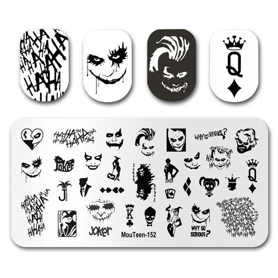 Prego Stamping Placas Set, Palhaço dos desenhos animados Joker, Manicure Art Stamping, Rei Adolescente, 152