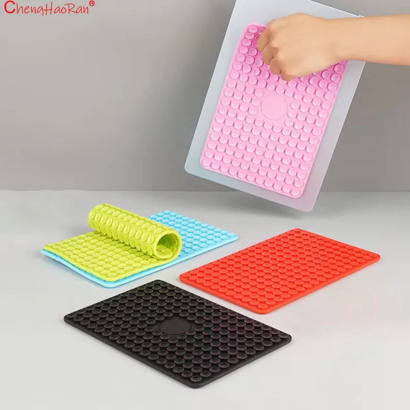 1PC 21 * 13.7 * 0.7CM Silicone Suction Cup Fixed Double-Sided Tablet Suction Cup Back Adhesive Silicone Suction Cup