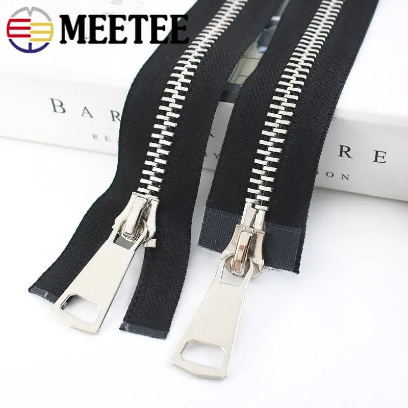 1Pc 70-100cm 10# Metal Double Sliders Zipper Black Open End Two Way Decorative Zip Bag Clothes Jacket Repair Sewing Accessories