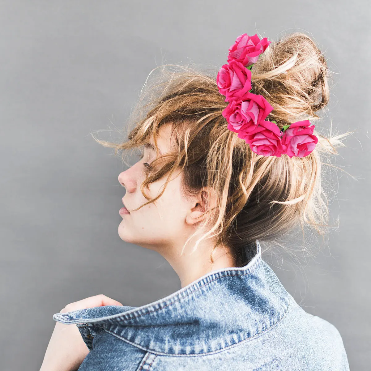 

Artificial Rose Hair Wreath Flower Garland Red Floral Headband Hair Accessory Wedding Birthday Party Celebration