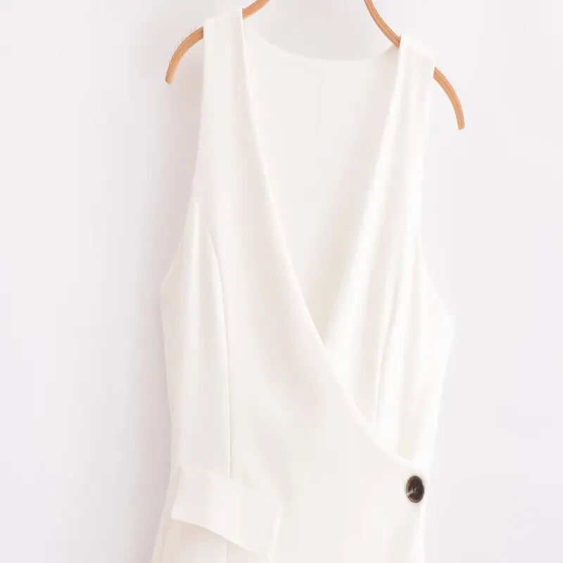 Асимметричный жилет, плиссированные цельные брюки, Новое поступление лета, женские модные длинные брюки из полиэстера, комбинезон миди