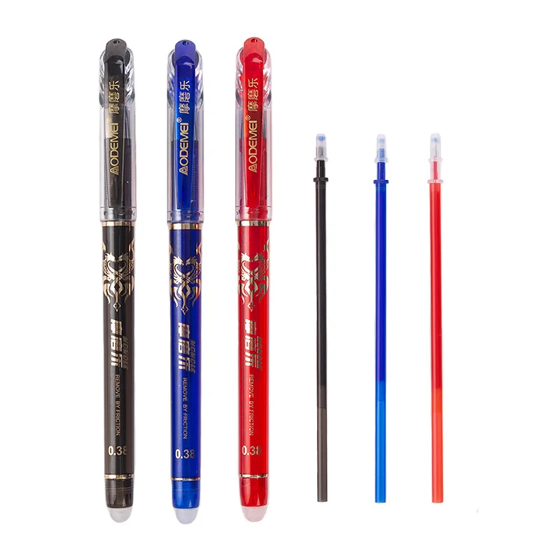 Imagem -05 - Conjunto de Canetas em Gel Apagável Papelaria para Escola e Escritório Tinta Azul Preta e Vermelha 80 Recargas Borracha 038 mm 85 Peças por Conjunto