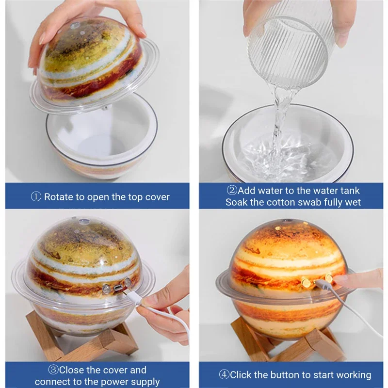 330 مللي USB الهواء المرطب الناشر الأرض LED ضوء الليل زيت طبيعي الناشر سيارة معطّر الهواء للمنزل غرفة نوم Humificador