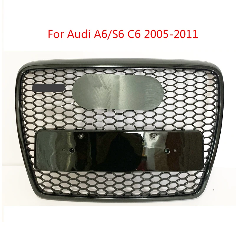 Front Bumper Grill Center For Audi A6/S6 C6 2005 2006 2007 2008 2009 2010 2011 (Refit  RS6 Style) Car Accessories