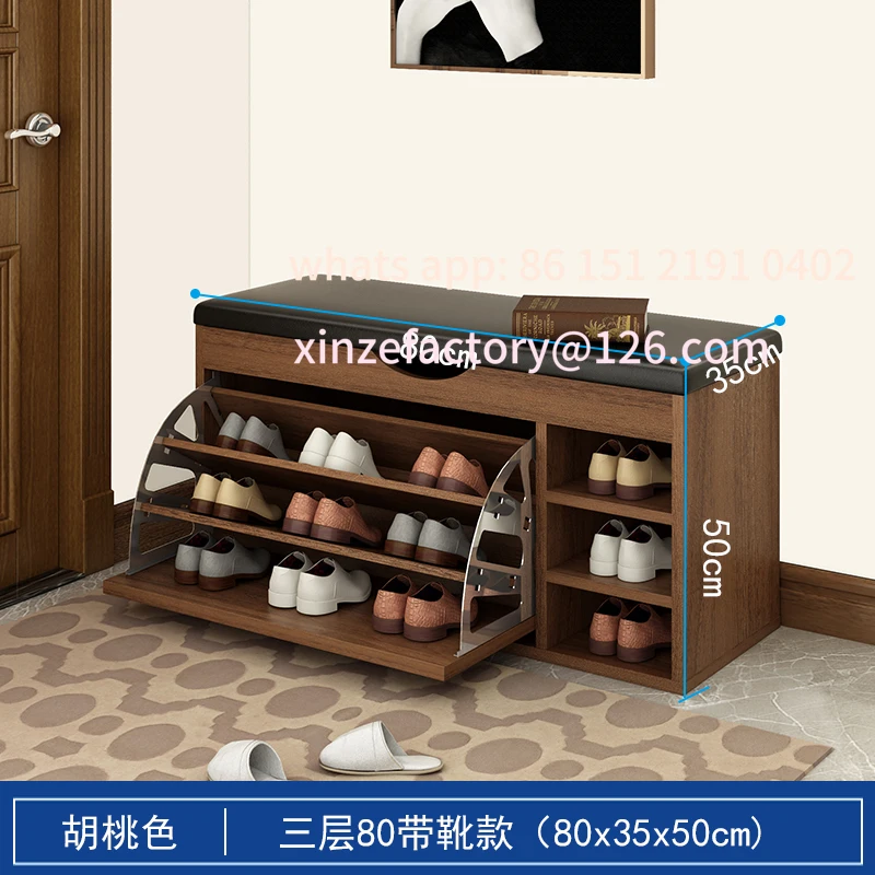 Customizable Tipping Bucket Shoe Change Stool Home Door Shoe Cabinet Seated Shoe Stool Walnut Door Rack Light Luxury Ho