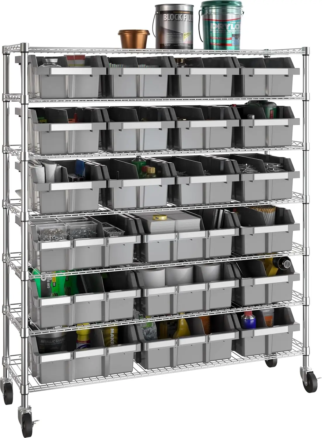 Heavy Duty NSF Bin Rack Solid Steel Wire Shelving Storage Unit, Patented Organizer for Garage, Warehouse