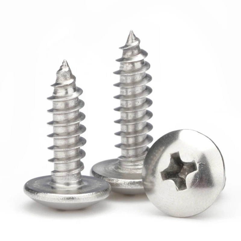 316 Stainless Steel Cross Large Flat Head Self Tapping Wood Screw M3 M4 M5 M6 Mushroom Head Self Tapping Screw