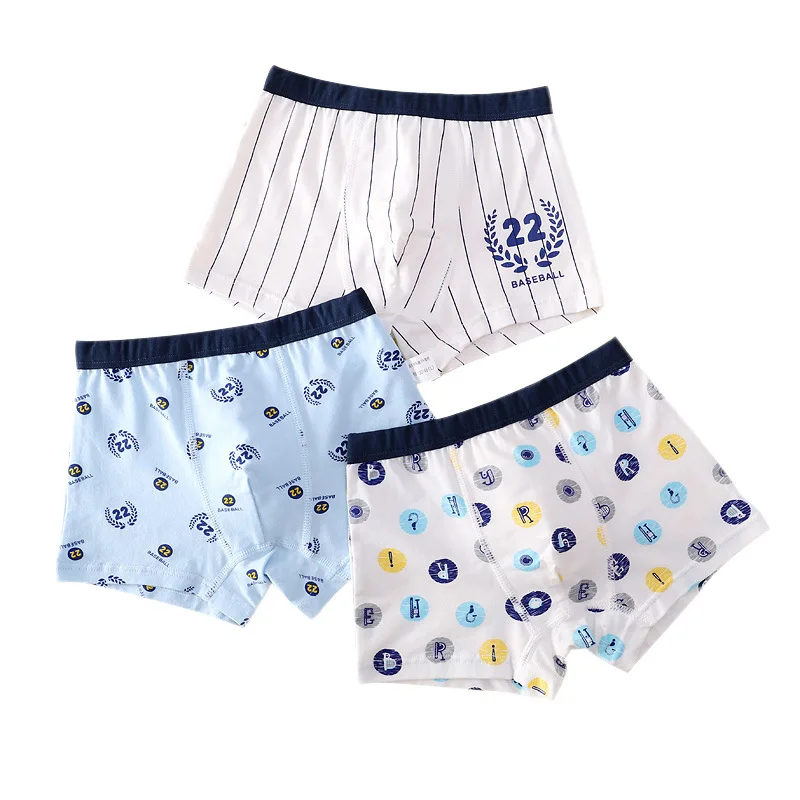 3 Pcs/pack Teen Underwear Cotton Plaid Short Panties for Kids Boys Cotton Children Cartoon Lion Boxer Shorts Young Boy Underpant