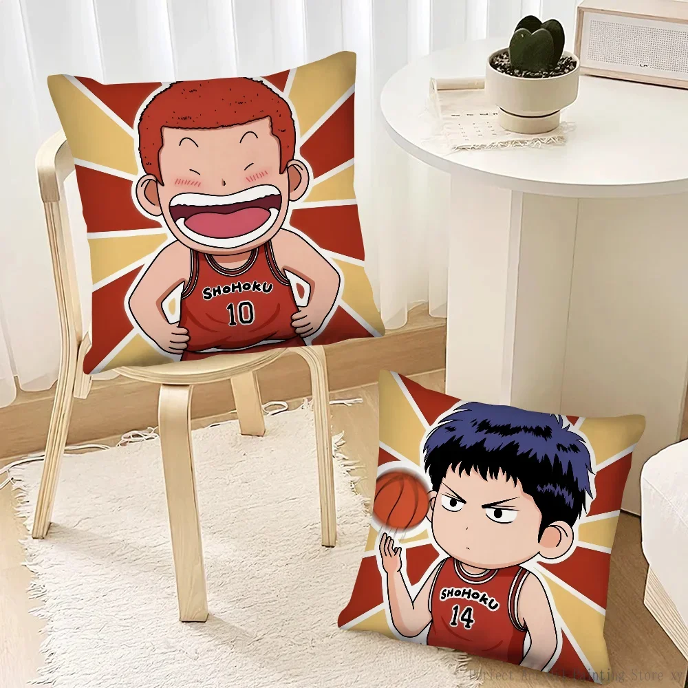 Cartoon SLAM DUNK Anime Pillow Case Fashion Square Pillowcase Bedroom Sofa Room Ins Decoration Leisure Cushion Cover 40x40