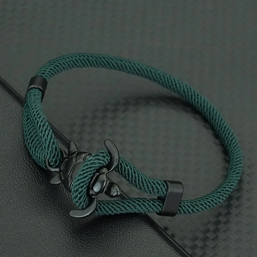 Nautical Turtle Nylon String Man Bracelet Apparel Accessories Sliding Adjustable Handmade Weaven Wrap Braslet Casual Homme Joias