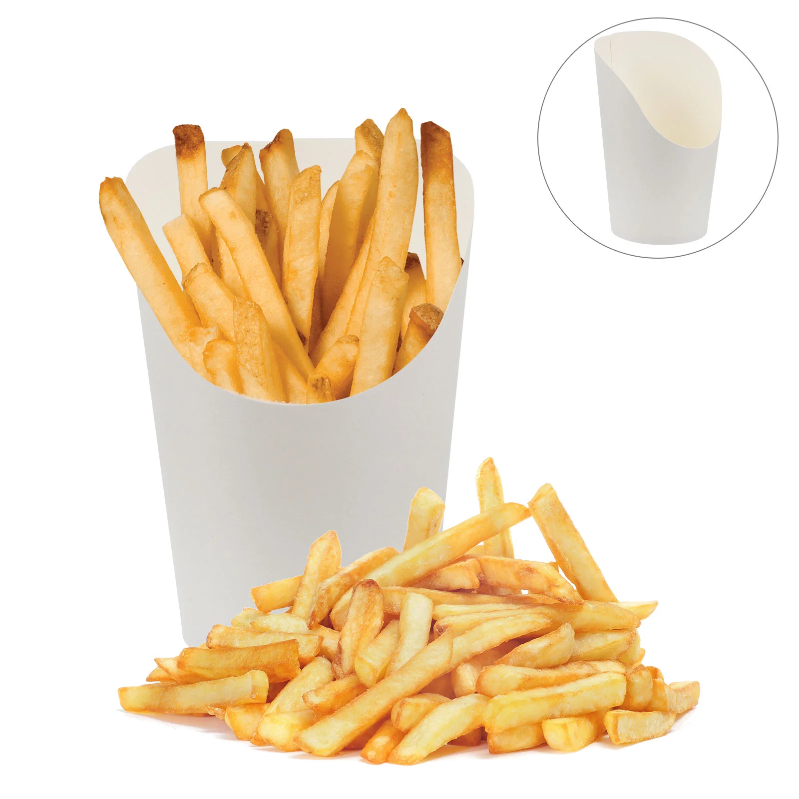 

50pcs Disposable French Fries Cups Fried Chicken Wing Cups Food Bevel Cups Restaurant Accessory