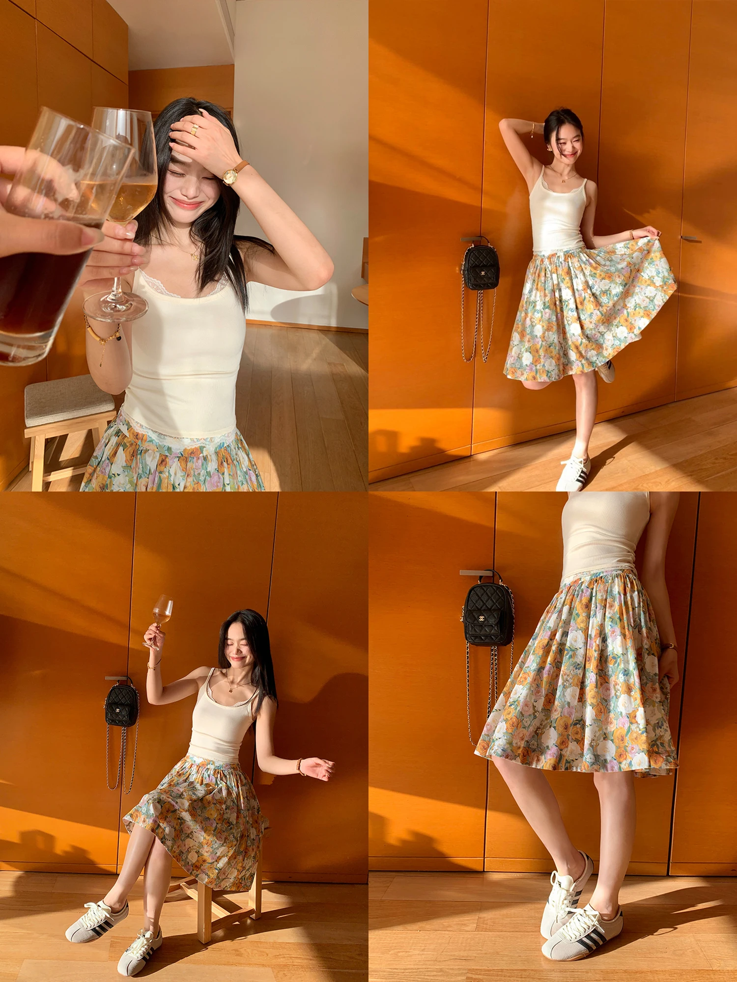 

Юбка миди А-силуэта Pusumede с принтом, женская повседневная хлопковая юбка-парасолька средней длины, приталенная, летняя коллекция