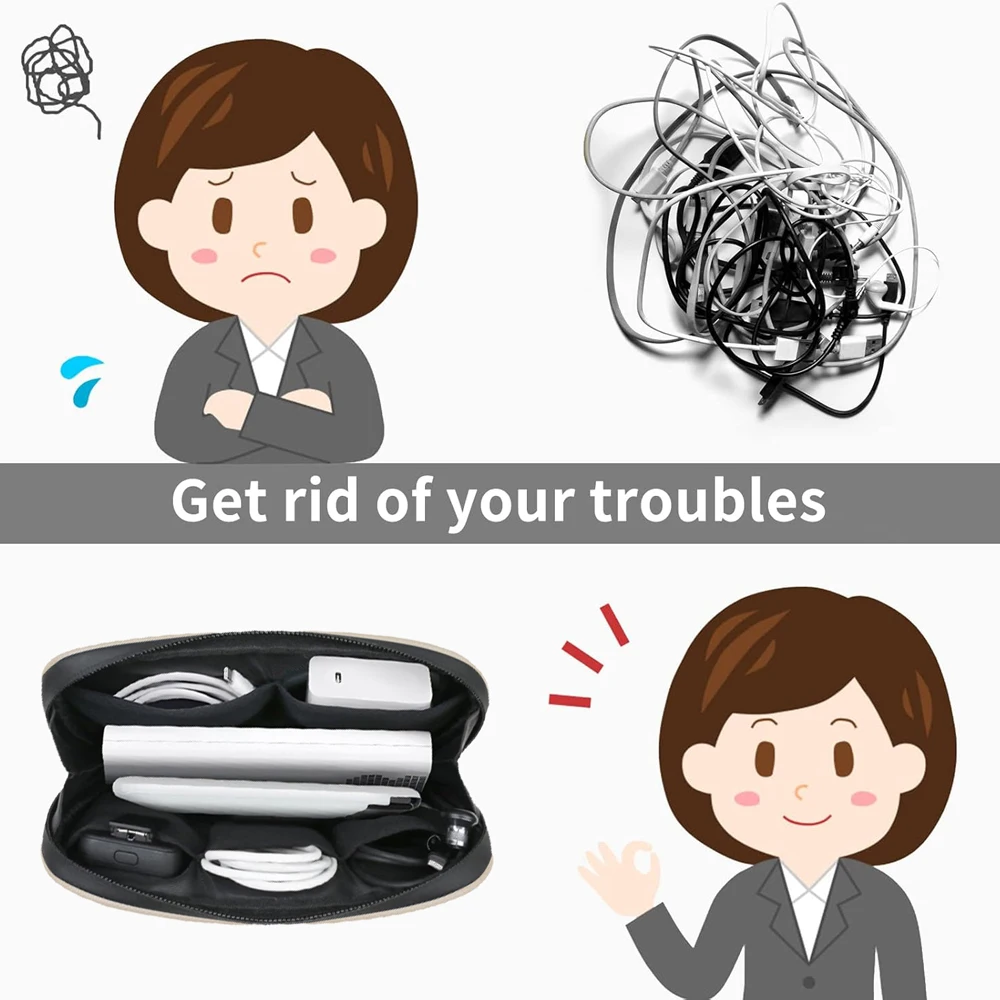 Travel Cable Organizer Bag, Waterproof Electronics Accessories Pouch for Charger, Cord, Phone, Earphone, Portable Storage Case