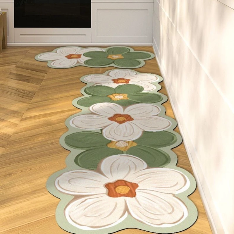 Korean Kitchen Absorbent Floor Mat Long Strip Dirt Resistant Quick Drying Oil Absorbing Foot Carpet Bathroom Door Entrance Rug