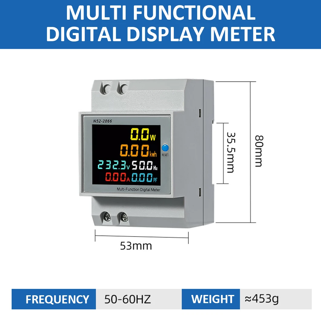 ABILKEEN Single Phase Multifunctional Digital Display Meter Din Rail Mount Type voltage/Current/Hz/Electric Energy Display Meter