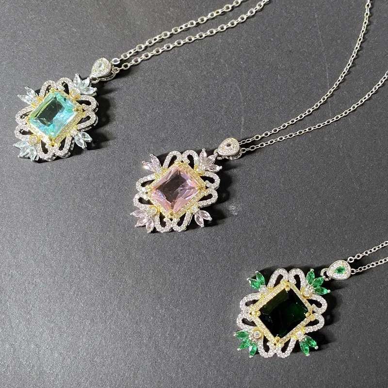 MDLFES モアサナイトダイヤモンドスタイル 欧米中世風ジュエリー 人工トパーズネックレス レディースファッションメッキ