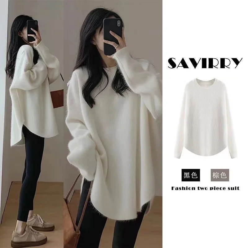 Soft Warm Knitted Cashmere Sweaters Women 2023 New Winter Loose Solid Female Pullovers Basic Knitwear Jumper