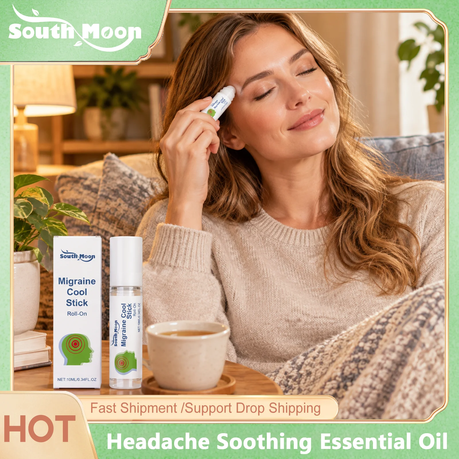 Headache Relief Essential Oil Stick Refreshing Relieve Stress Relief Dizziness Essential Oil Body Care Mint Soothing Roll-On Oil