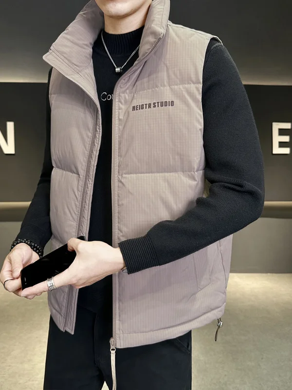 

Men's Winter Thiened down Vest Warm Loose Casual Youth Faion Outerwear oulder Pad Polyester Fiber White Du down Vest