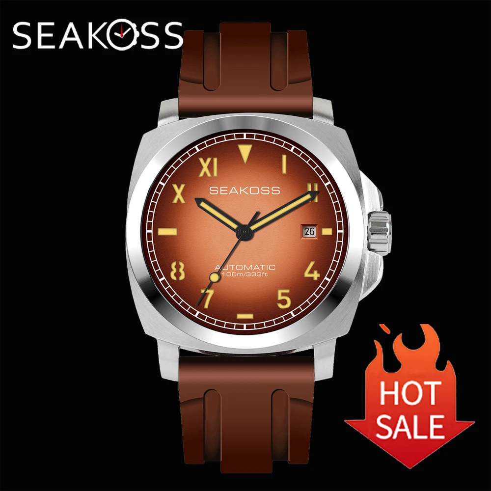 

SEAKOSS 40mm Men's Wristwatch Automatic Mechanical Watches Seagull ST1612 Movement 10ATM Luminous Sapphire Diving Watch for Men