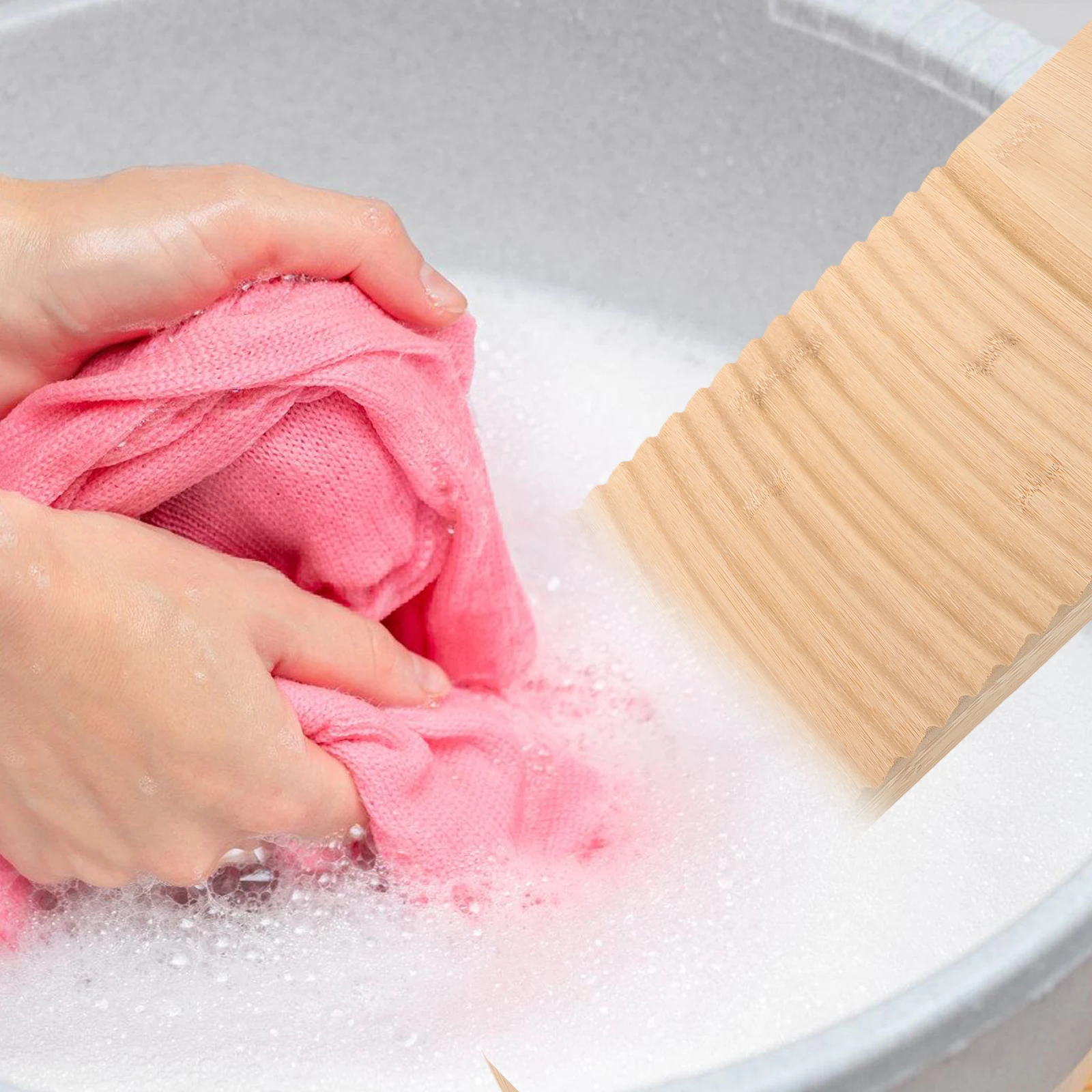 

1pc Bamboo Laundry Board Anti-Slip Washboard For Hand Washing Clothes Manual Cleaning Tool Home School Clothing Wash