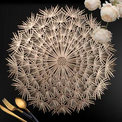 Placemats Set of 4/12Pc Round Hollow Out Flowers Place Mats for Dining Table Holiday Party Wedding Accent Dinner Home Decoration