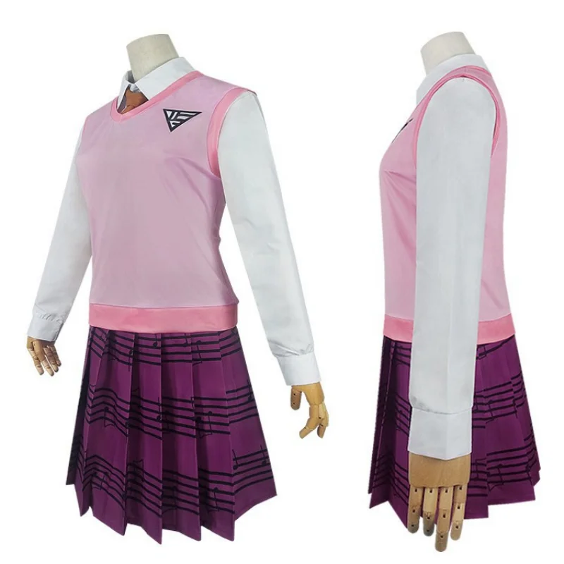 Anime Dangaronpa Kaede Akamatsu Cosplay Costume Tank Top Pleated Skirt JK School Uniform Girls Women Halloween Party Dresses Set