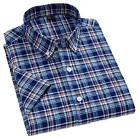 Se adapta a 160KG 11XL 100 Camisa de manga corta de algodón para hombres Camisa de manga corta de talla grande Oxford a rayas a cuadros camisas para hombres grandes y altos