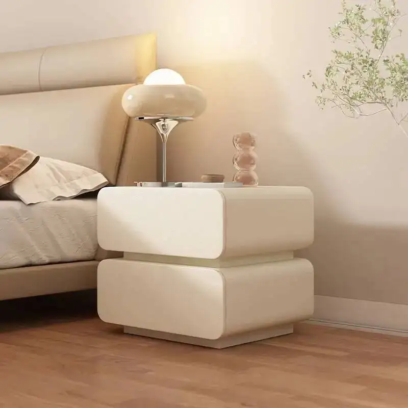 wooden bedside table, storage cabinet, dressing table, makeup drawer, Comodini camera, leather Modern Letto furniture, living