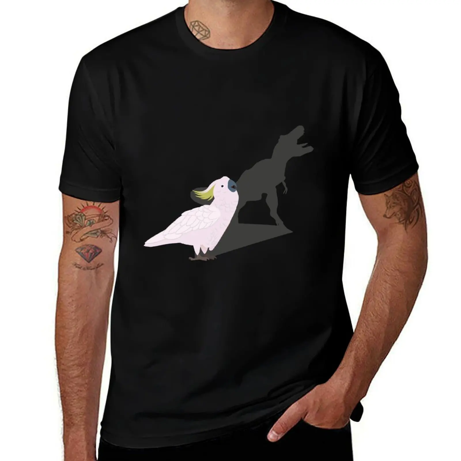 

Забавная футболка Cockatoo T-Rex Dinosaur Shadow Animal Parrot Lover, футболки из 100% хлопка, мужские футболки с рисунком, футболка