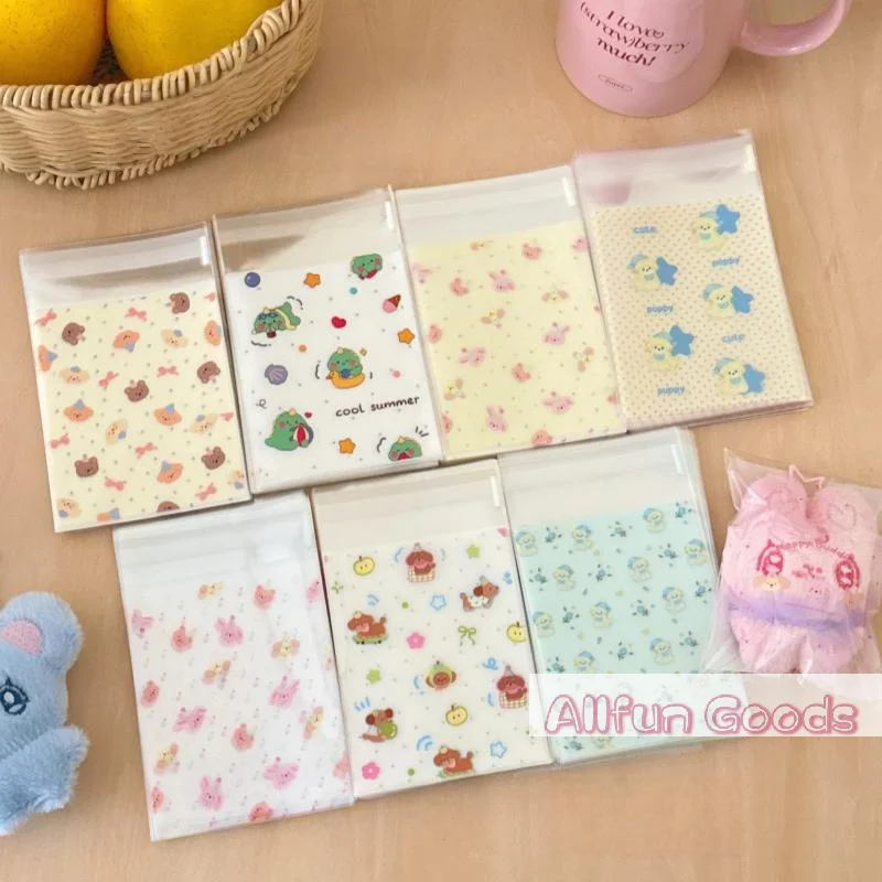 50Pcs Cute Puppy Opp Bag Kawaii Kpop 3-inch Photo Card DIY Packing Decoration Bags Girls Gift Candy Packaging Self-sealing Bag