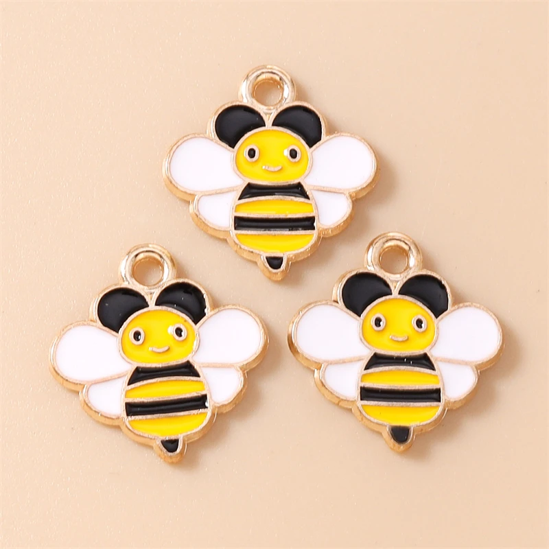 20 Stück Cartoon-Mix-Tier-Honigbienen-Anhänger, Emaille-Bienen-Anhänger für Schmuckherstellung, Ohrringe, Halsketten, DIY-Bastelzubehör – Detail 5