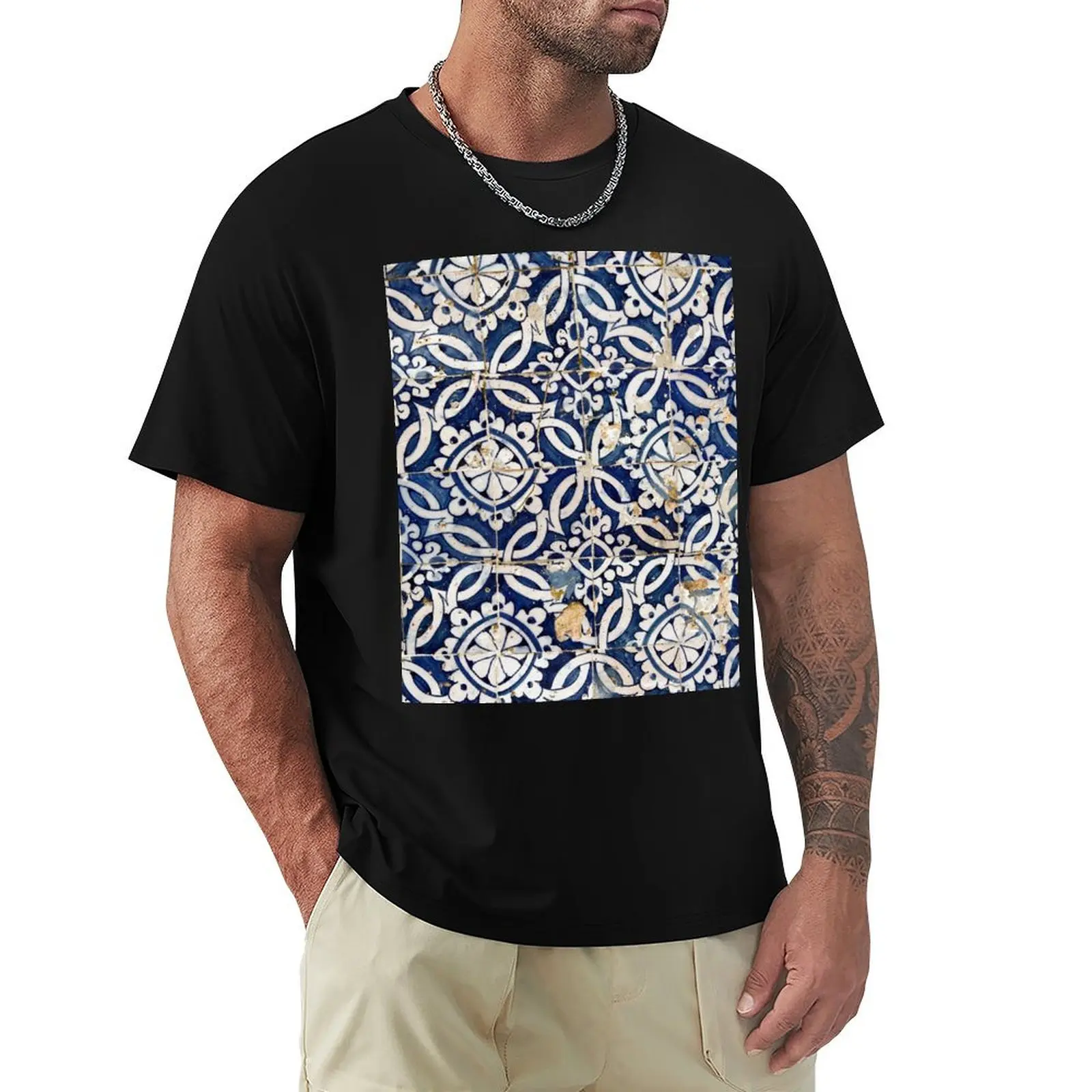 Portuguese glazed tiles T-Shirt Retro Graphic Print T-Shirt