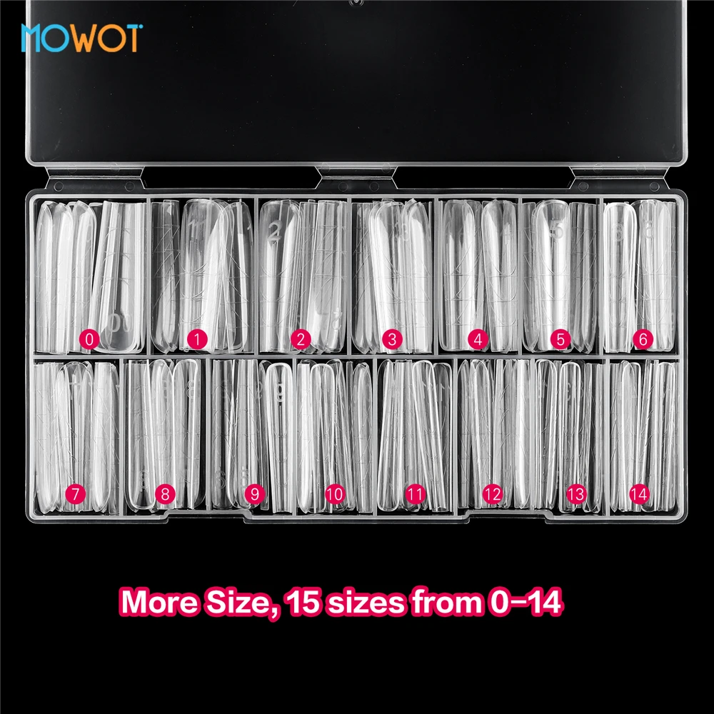 MOWOT 150 قطعة/صندوق مسمار أشكال مزدوجة 15 أحجام بناء سريع UV جل أظافر أكريليك قوالب غطاء كامل قابلة لإعادة الاستخدام تمديد مسمار أشكال علوية #5