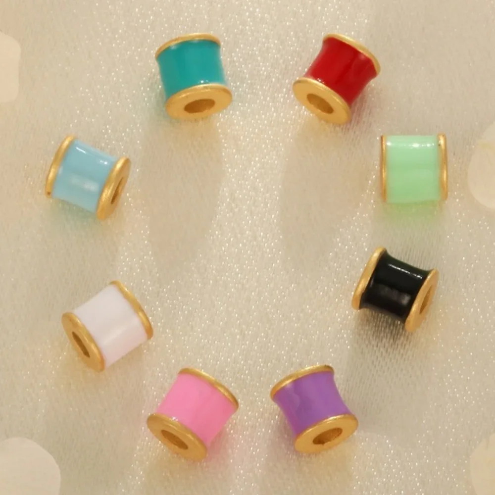 

DIY Jewellery Making Strings Spacer Beads 18K Copper Gold Plated Cylindrical Bracelets Necklaces Bead Accessories Supplies 1Pcs