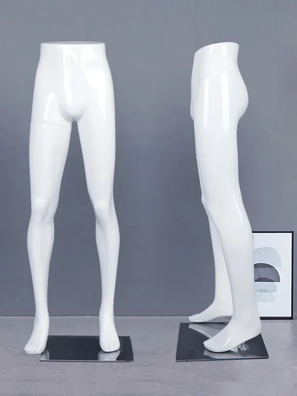 Gloss White Fiberglass Male Lower Body Mannequin, Pants Dummy With Base for Trousers Display & Shooting