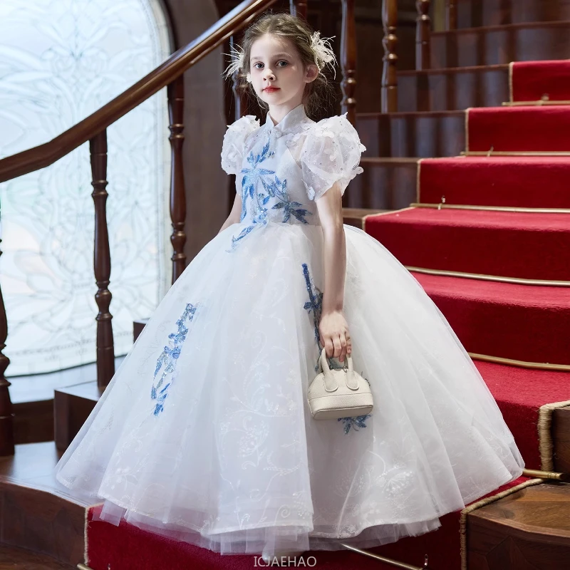 

Elegant Girls Princess Dress Children Birthday Party Pageant Gown Kids Costume Piano Recital Wedding Flower Girl Outfit Clothes