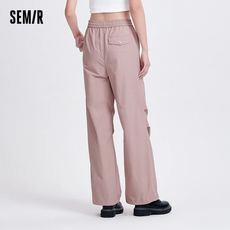 Semir Casual Pants Women Textured Wide Leg Pants 2024 New Summer Elastic Waist Parachute Pants High Street