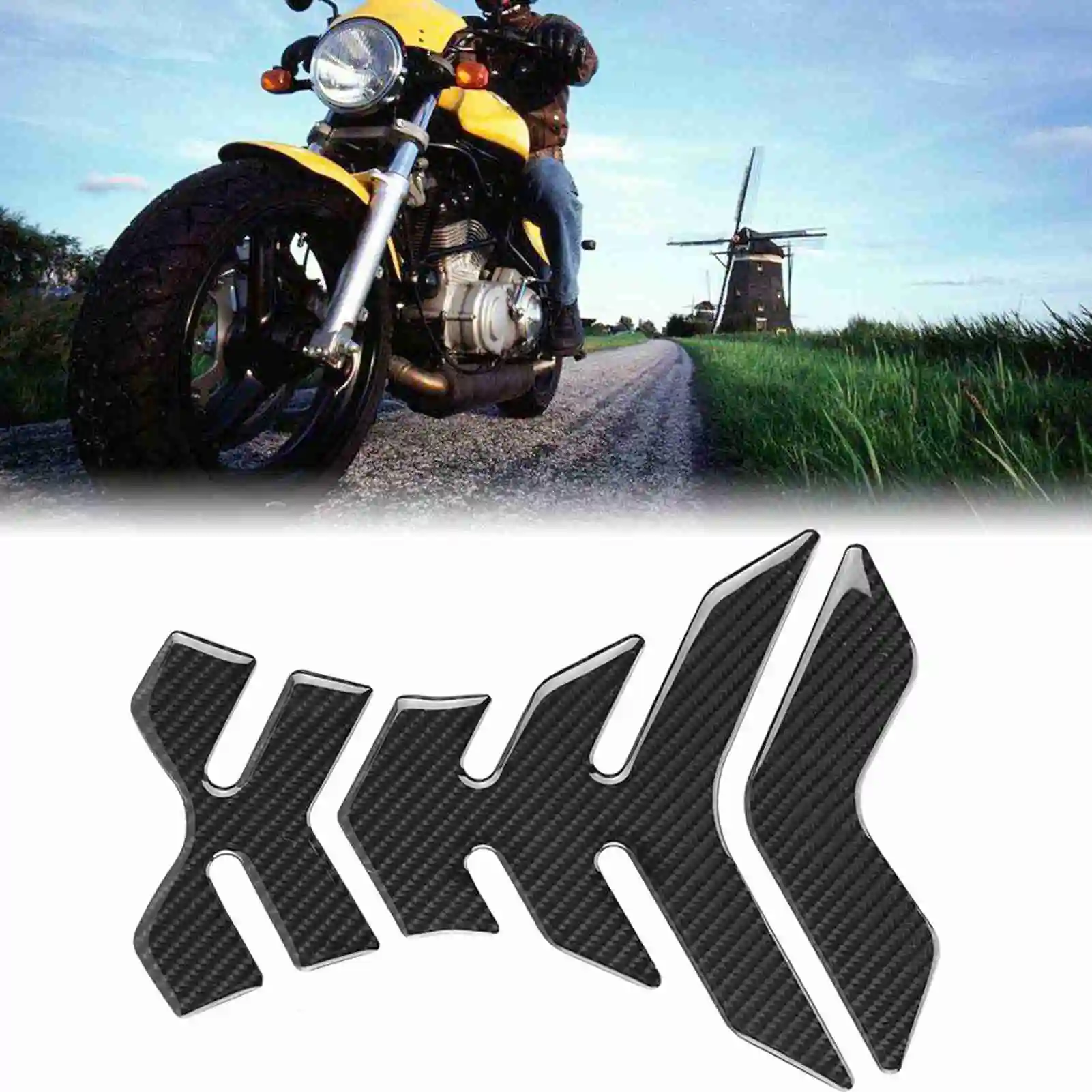 Carbon Fiber Motorcycle Fuel Oil Gas Tank Pad Protector Sticker Decals Universal Replacement For Suzuki /Dukadi /Aprilla