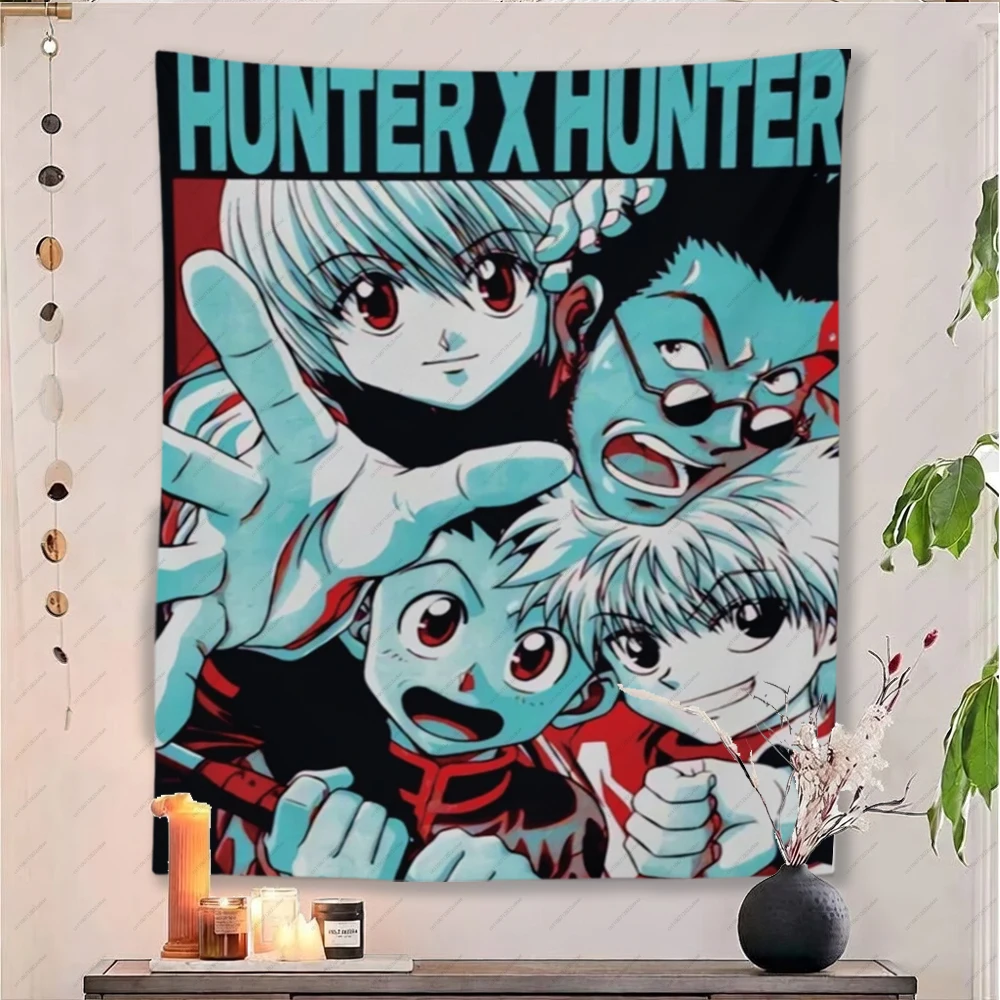 Anime HXH Wandteppich, Polyester-Wandbehang für Schlafzimmer, Wohnheim, Wohnzimmer, niedlicher Cartoon-Charakter-Druck, ästhetische Raumdekoration