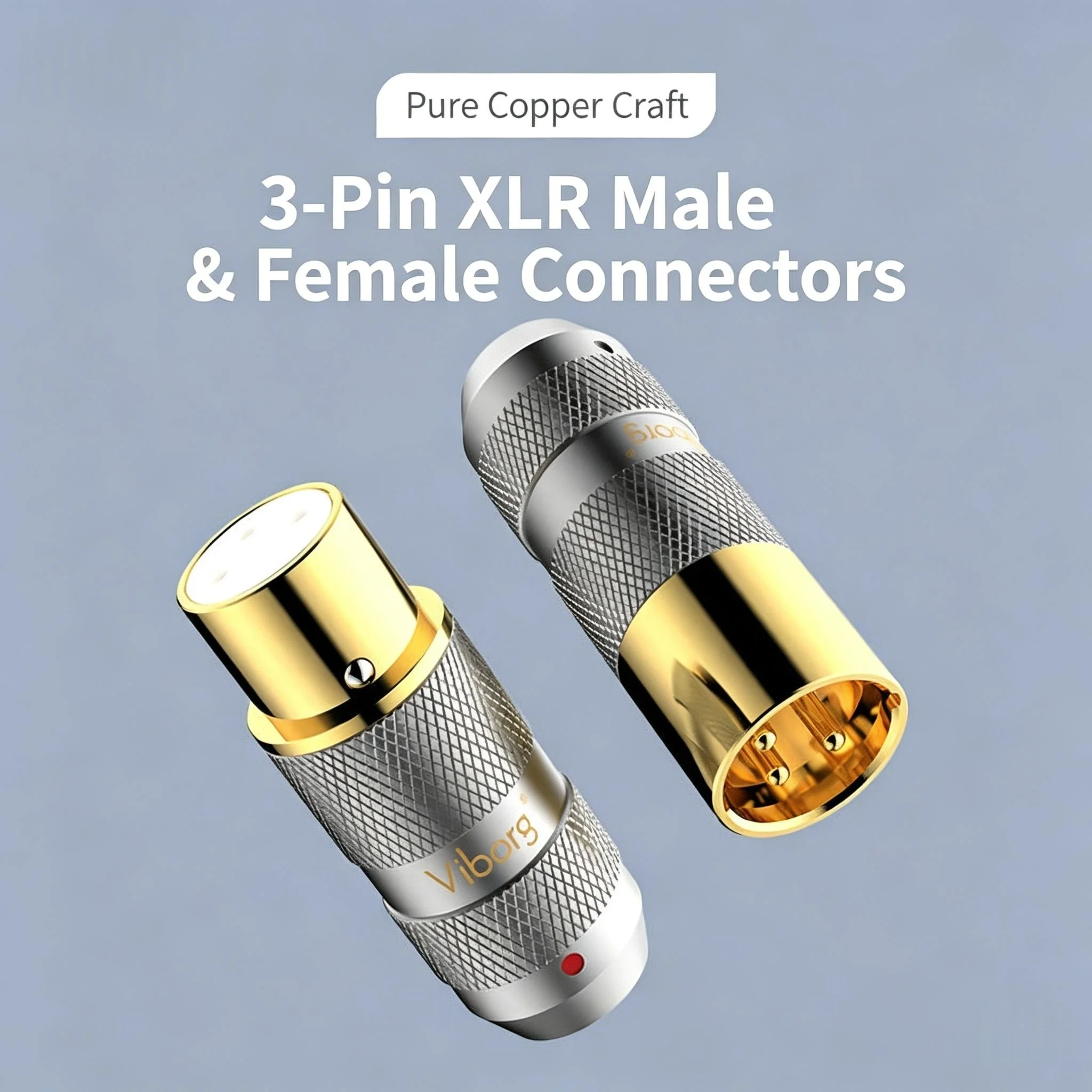 4 Stück Viborg Rhodium-beschichteter Reinkupfer Audiophiler 3-Pin XLR-Stecker Männlich Weiblich Symmetrischer Audio-Mikrofon-Stecker