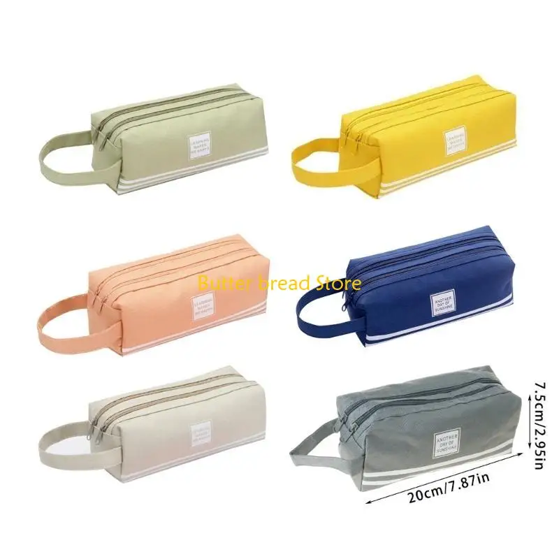 W89c bolsa lápis capacidade, bolsa lona camada dupla, bolsa armazenamento cosméticos para viagem, para